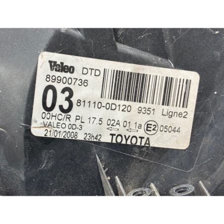 Optique avant principal droit (feux)(phare) TOYOTA YARIS 2