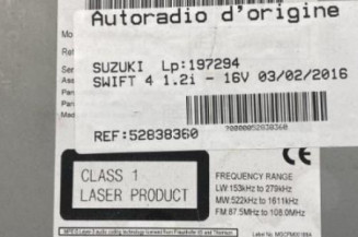 Autoradio d'origine SUZUKI SWIFT 4