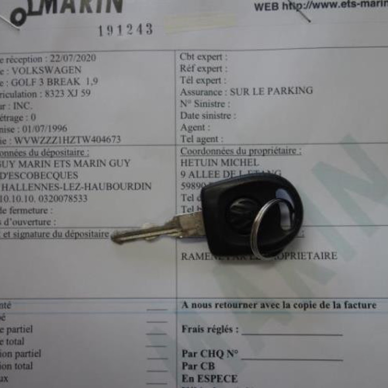 Attache ceinture avant droit VOLKSWAGEN GOLF 3 Photo n°11