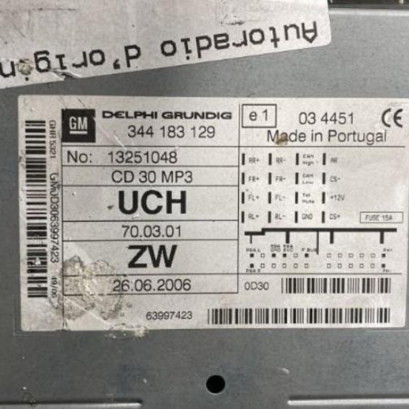 Autoradio d'origine OPEL ASTRA H Photo n°2
