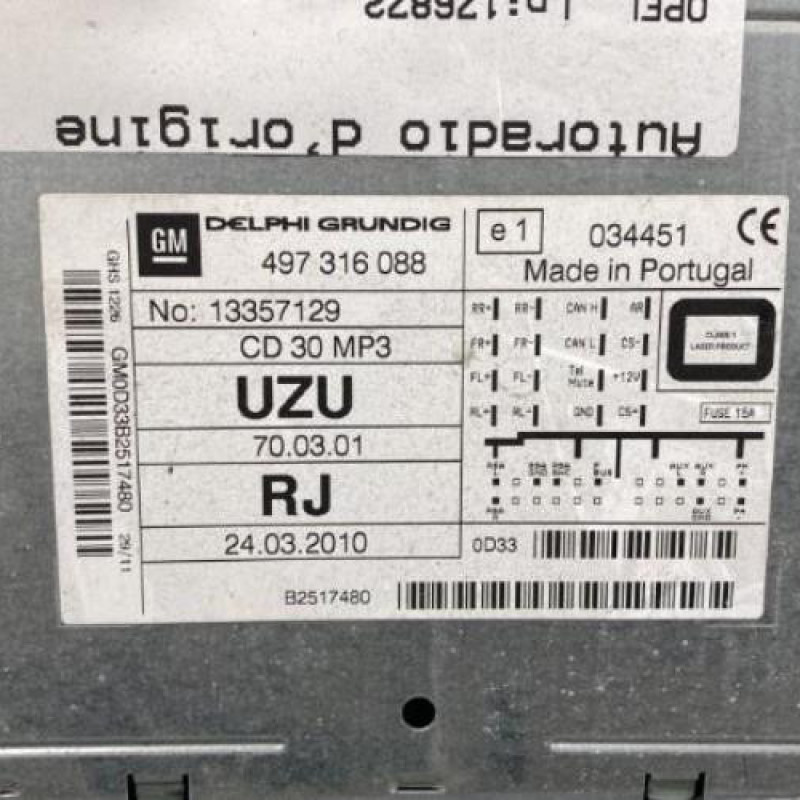 Autoradio d'origine OPEL CORSA D Photo n°2