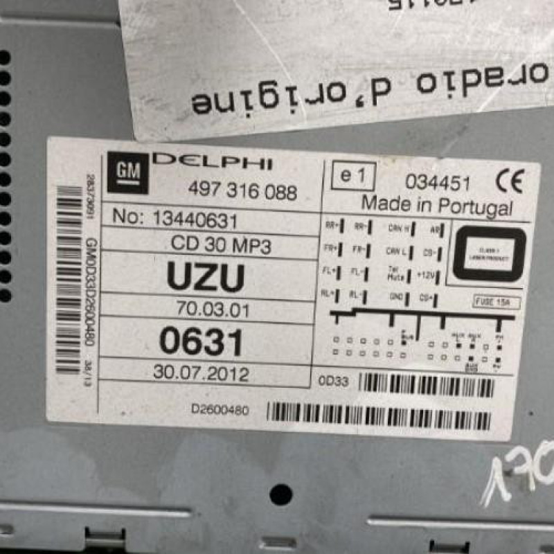 Autoradio d'origine OPEL CORSA D Photo n°3