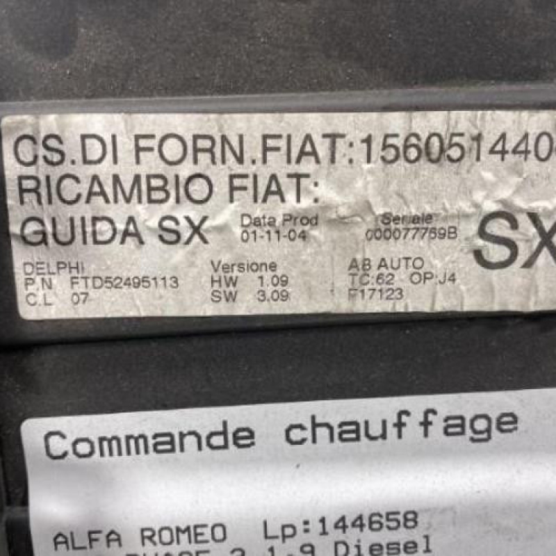 Commande chauffage ALFA ROMEO 156 Photo n°2