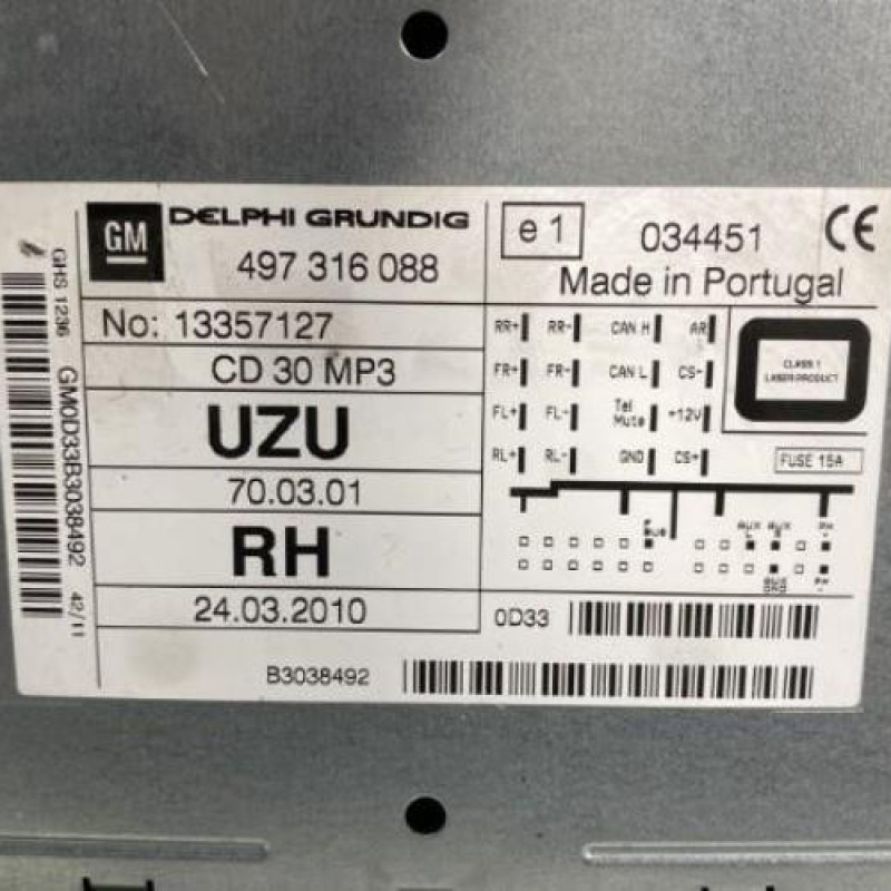 Autoradio d'origine OPEL CORSA D Photo n°2