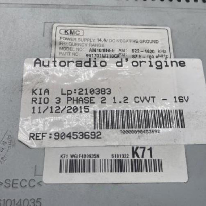 Autoradio d'origine KIA RIO 3 Photo n°12