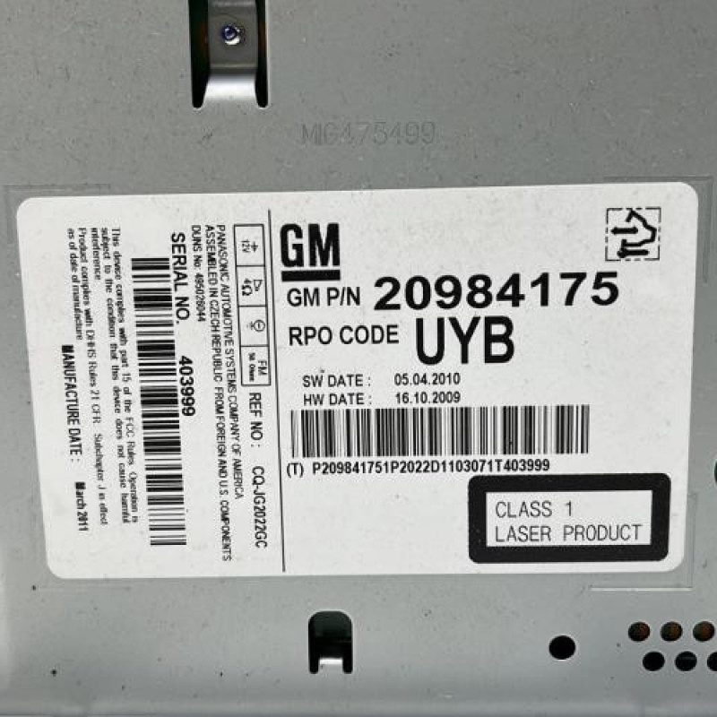 Autoradio d'origine OPEL MERIVA B Photo n°3