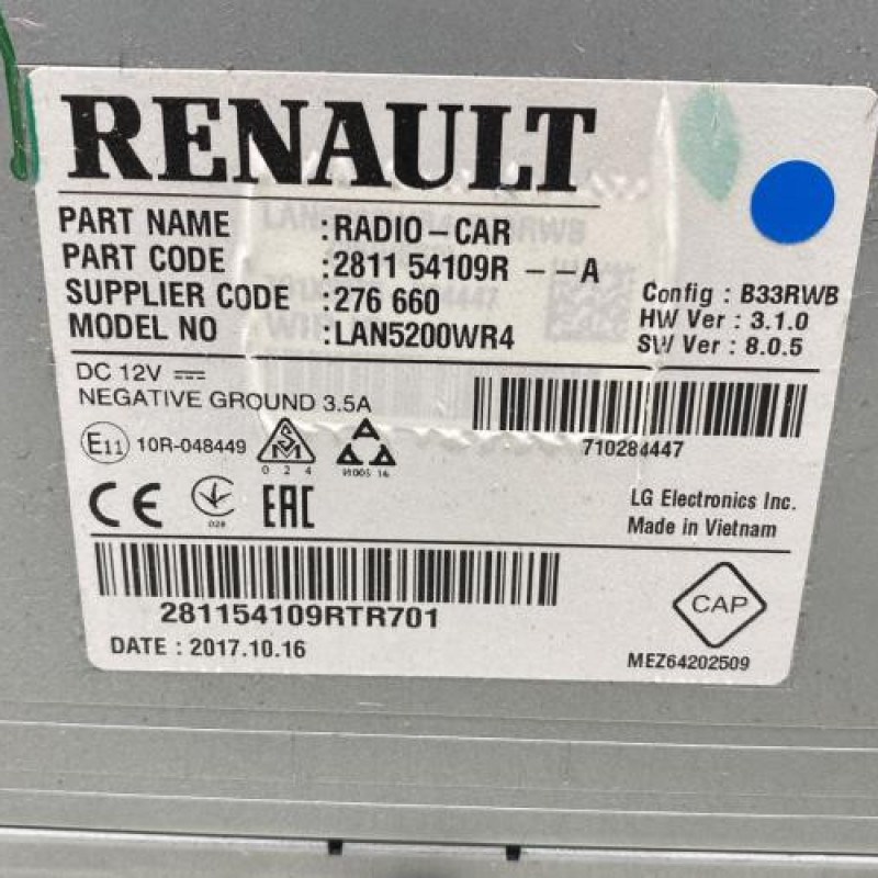 Autoradio d'origine RENAULT CAPTUR 1 Photo n°4