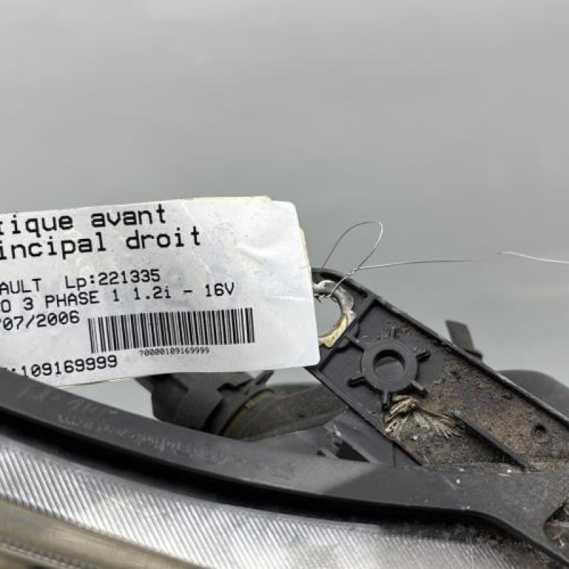 Optique avant principal droit (feux)(phare) RENAULT CLIO 3 Photo n°5