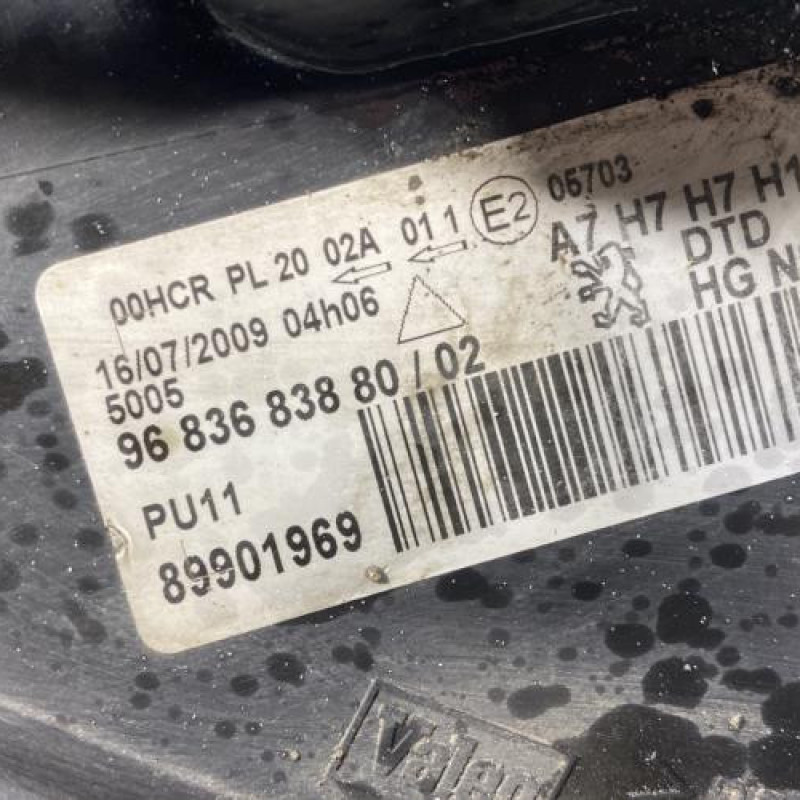 Optique avant principal droit (feux)(phare) PEUGEOT 207 Photo n°4