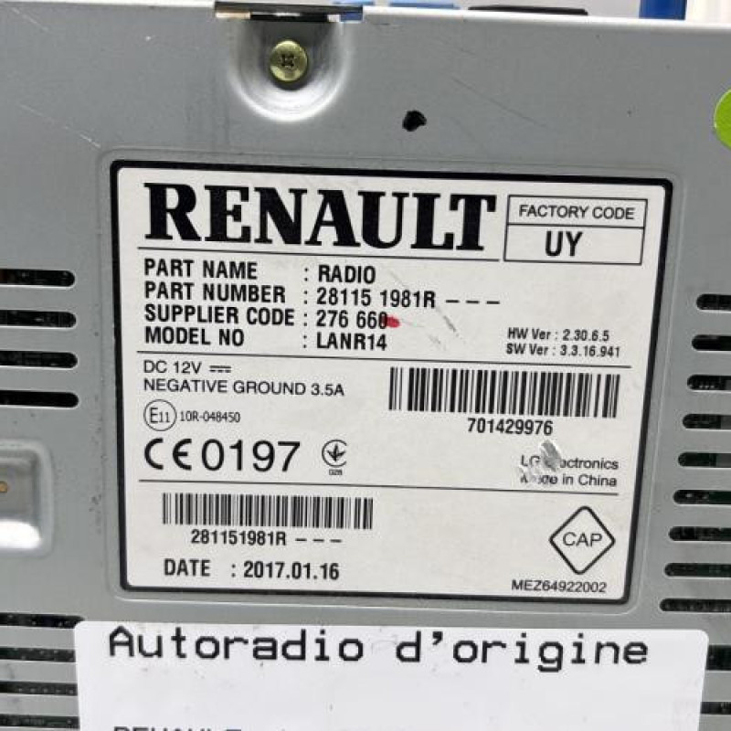 Autoradio d'origine RENAULT MEGANE 4 Photo n°4