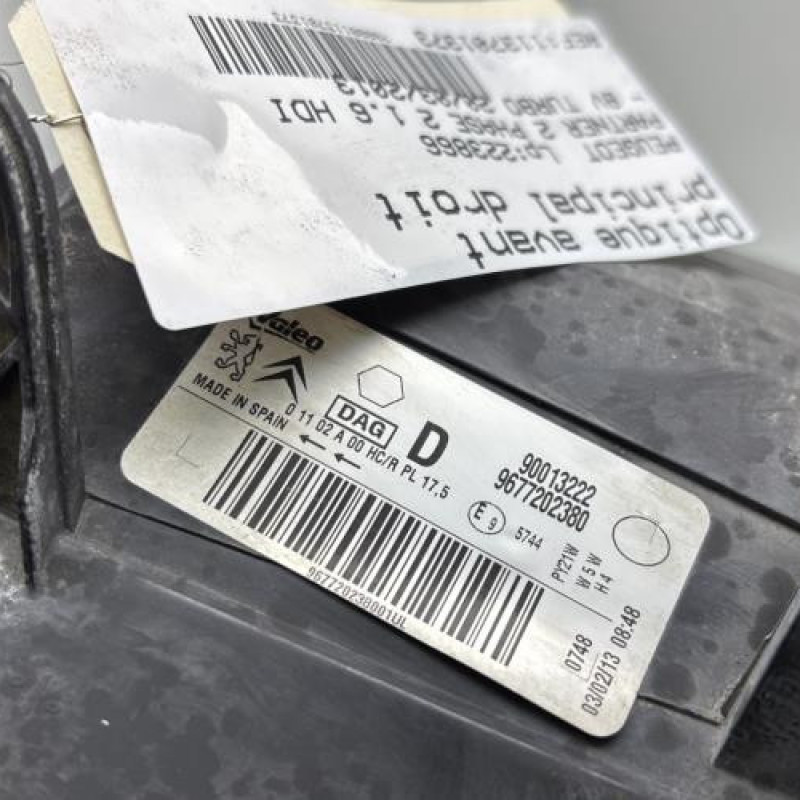 Optique avant principal droit (feux)(phare) PEUGEOT PARTNER 2 Photo n°7