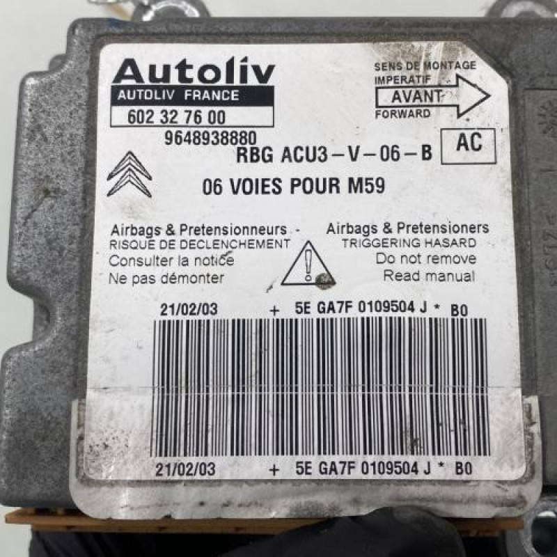 Boitier air bag PEUGEOT PARTNER 1 Photo n°4