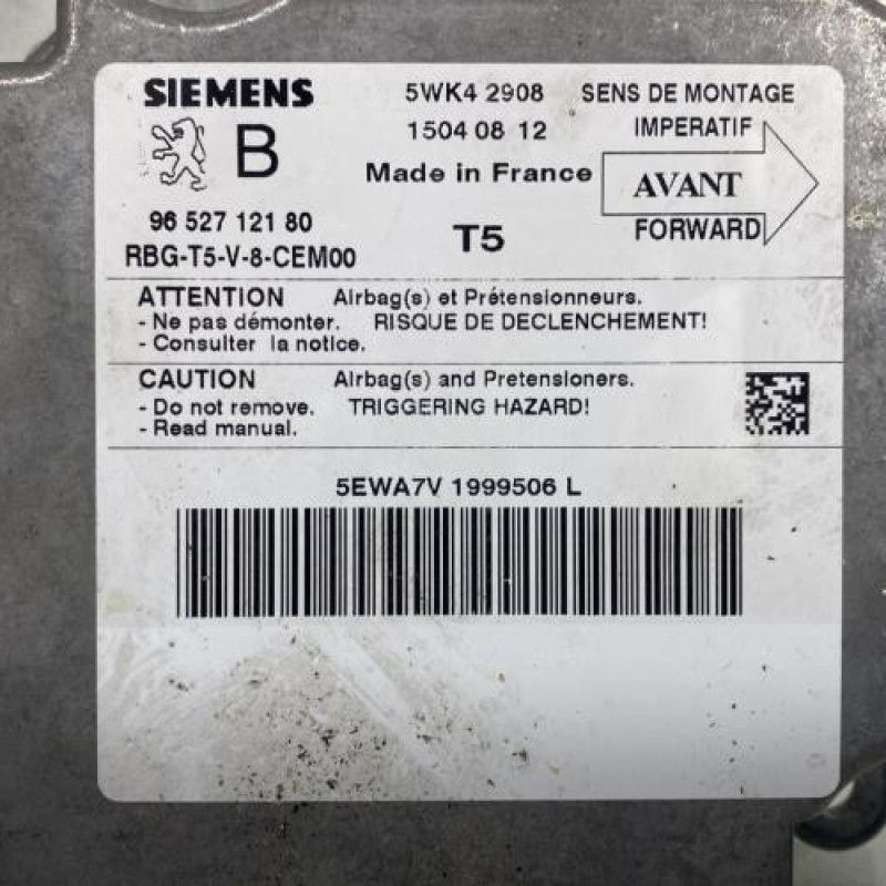 Boitier air bag PEUGEOT 307 Photo n°2