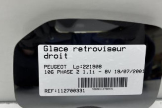 Glace retroviseur droit PEUGEOT 106 Photo n°1