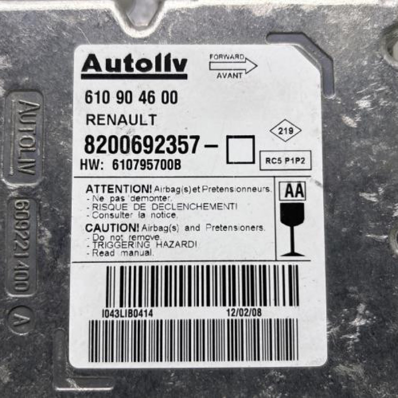 Boitier air bag RENAULT GRAND SCENIC 2 Photo n°2