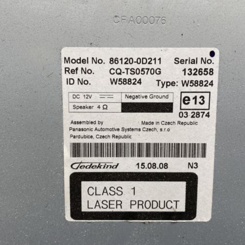 Autoradio d'origine TOYOTA YARIS 2 Photo n°5