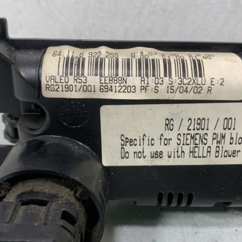 Commande chauffage MINI MINI 1 R50/R53 Photo n°6