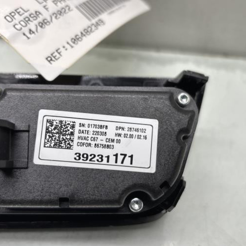 Commande chauffage OPEL CORSA F Photo n°4