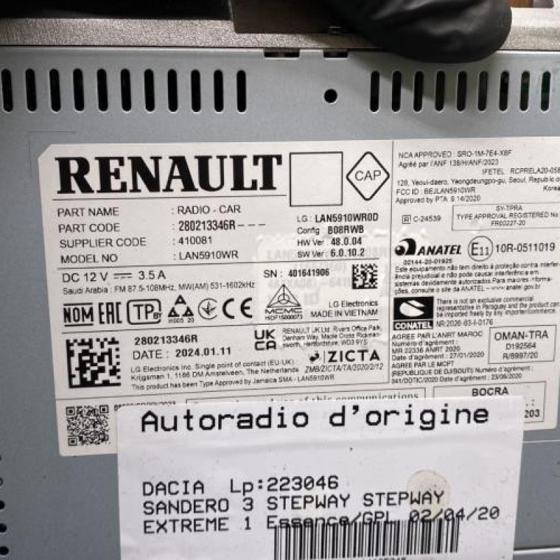 Autoradio d'origine DACIA SANDERO 3 STEPWAY Photo n°6