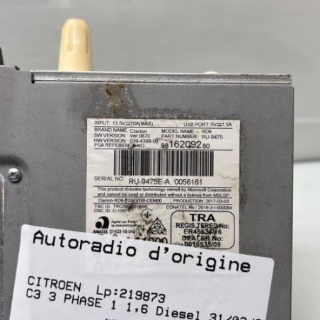 Autoradio d'origine CITROEN C3 3