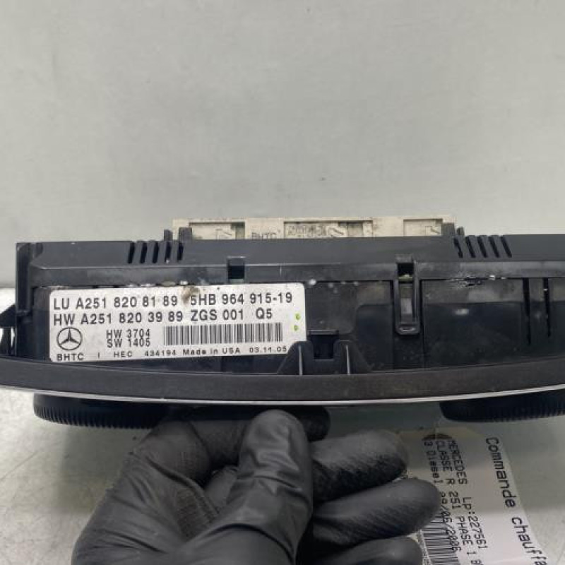 Commande chauffage MERCEDES CLASSE R 251 Photo n°3