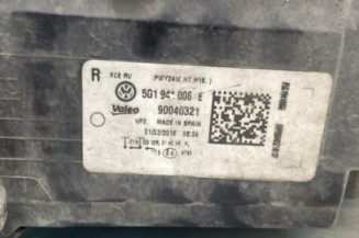 Optique avant principal droit (feux)(phare) VOLKSWAGEN GOLF 7