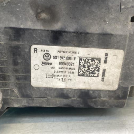 Optique avant principal droit (feux)(phare) VOLKSWAGEN GOLF 7