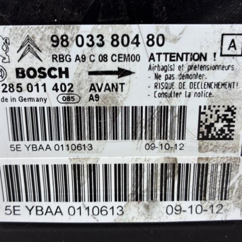 Boitier air bag PEUGEOT 208 1 Photo n°2
