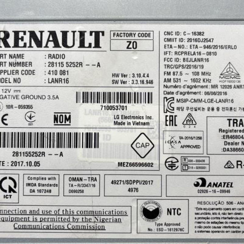 Autoradio d'origine RENAULT MEGANE 4 Photo n°7