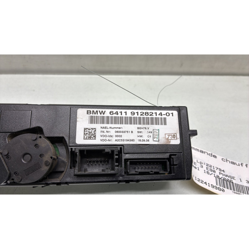 Commande chauffage BMW SERIE 3 E90 Photo n°3