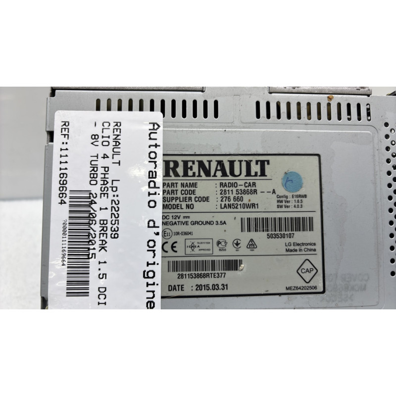 Autoradio d'origine RENAULT CLIO 4 Photo n°4
