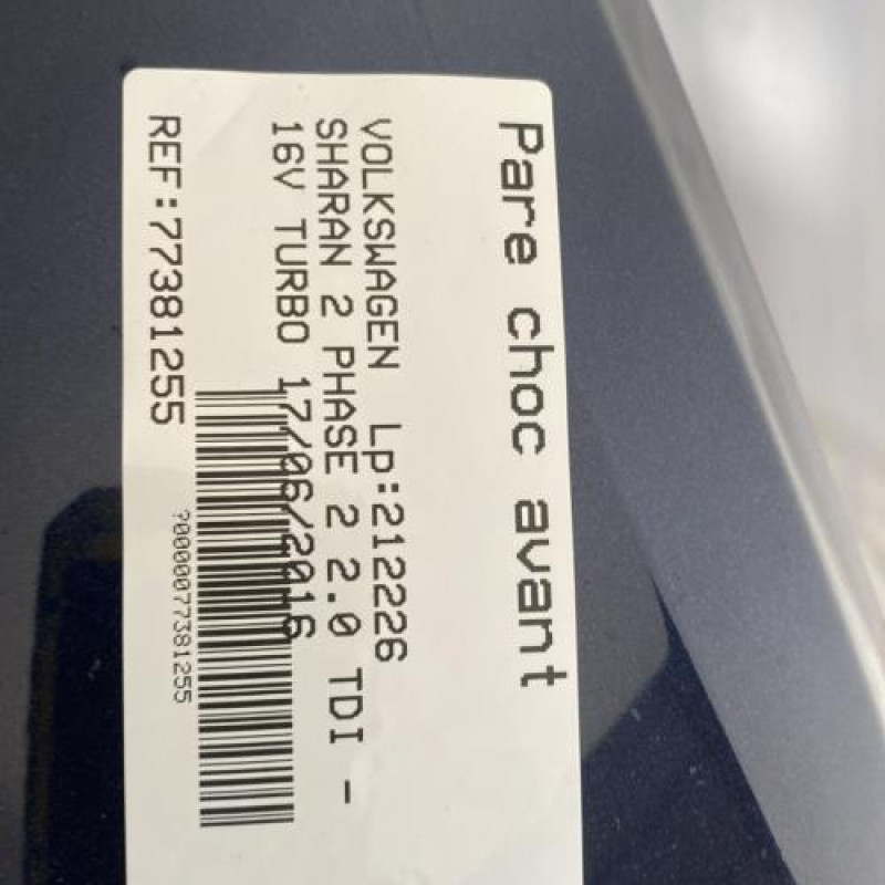Pare choc avant VOLKSWAGEN SHARAN 2 Photo n°5