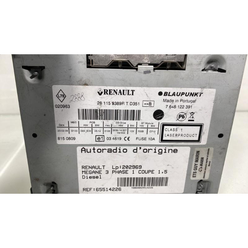 Autoradio d'origine RENAULT MEGANE 3 Photo n°1