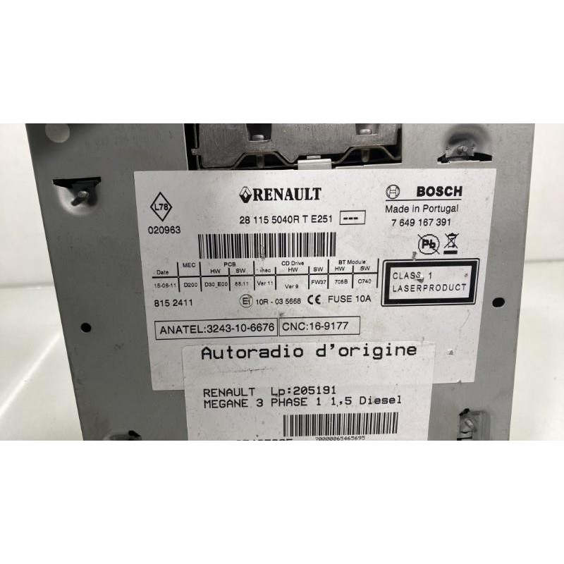 Autoradio d'origine RENAULT MEGANE 3 Photo n°1