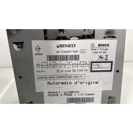 Autoradio d'origine RENAULT MEGANE 3 Photo n°1