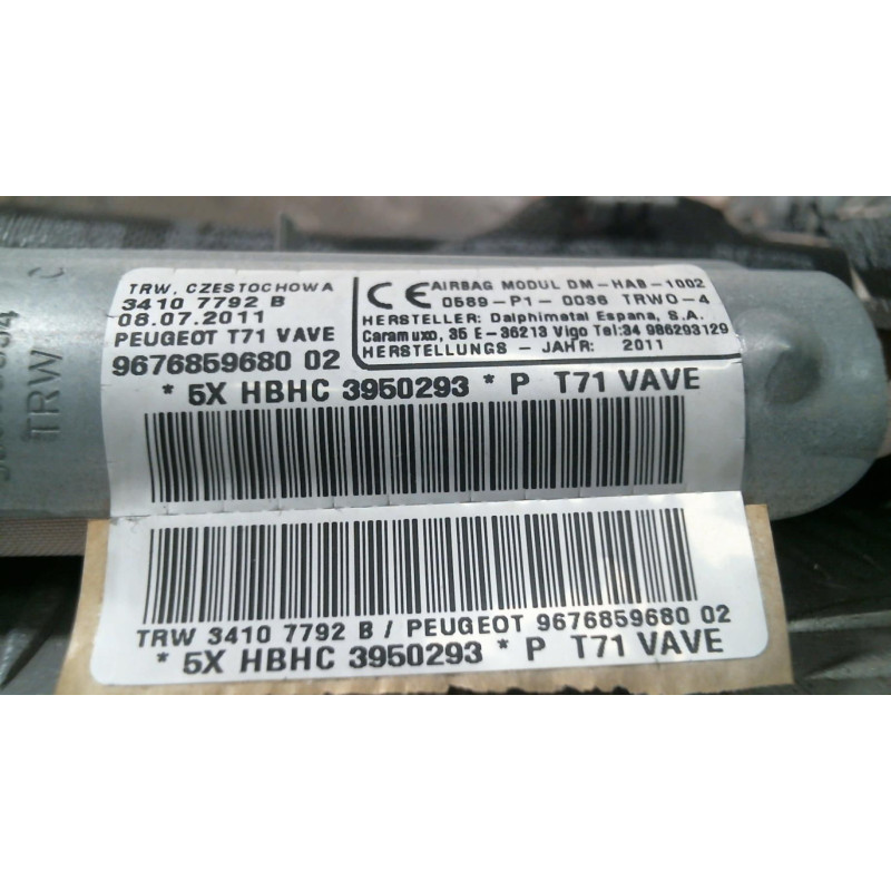 Air bag rideau droit PEUGEOT 308 1 Photo n°2