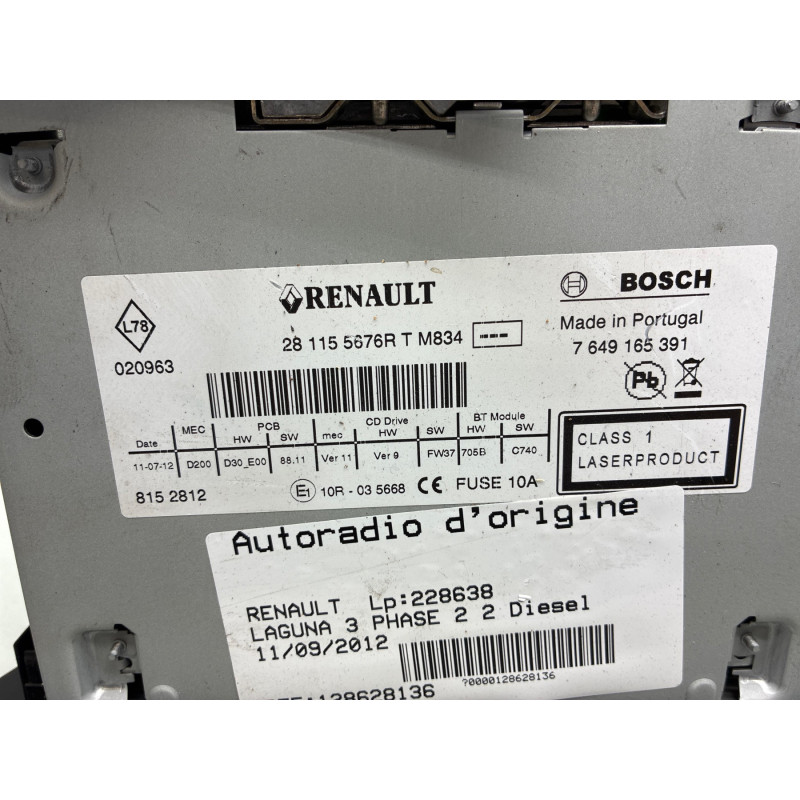 Autoradio d'origine RENAULT LAGUNA 3 Photo n°1