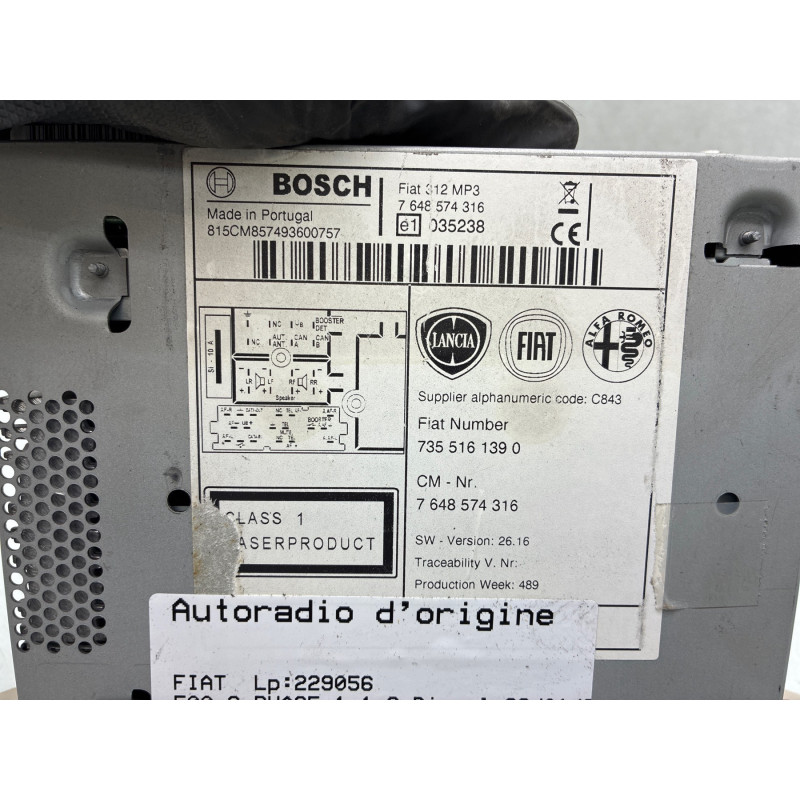Autoradio d'origine FIAT 500 2 Photo n°3